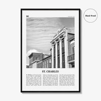 St Charles Print Black and White Missouri, St Charles Wall Art, St Charles Poster, St Charles Photo, St Charles Wall Décor, St Charles Map