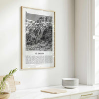 St Gallen Print Black and White, St Gallen Wall Art, St Gallen Poster, St Gallen Photo, St Gallen Wall Décor, St Gallen Map, Switzerland