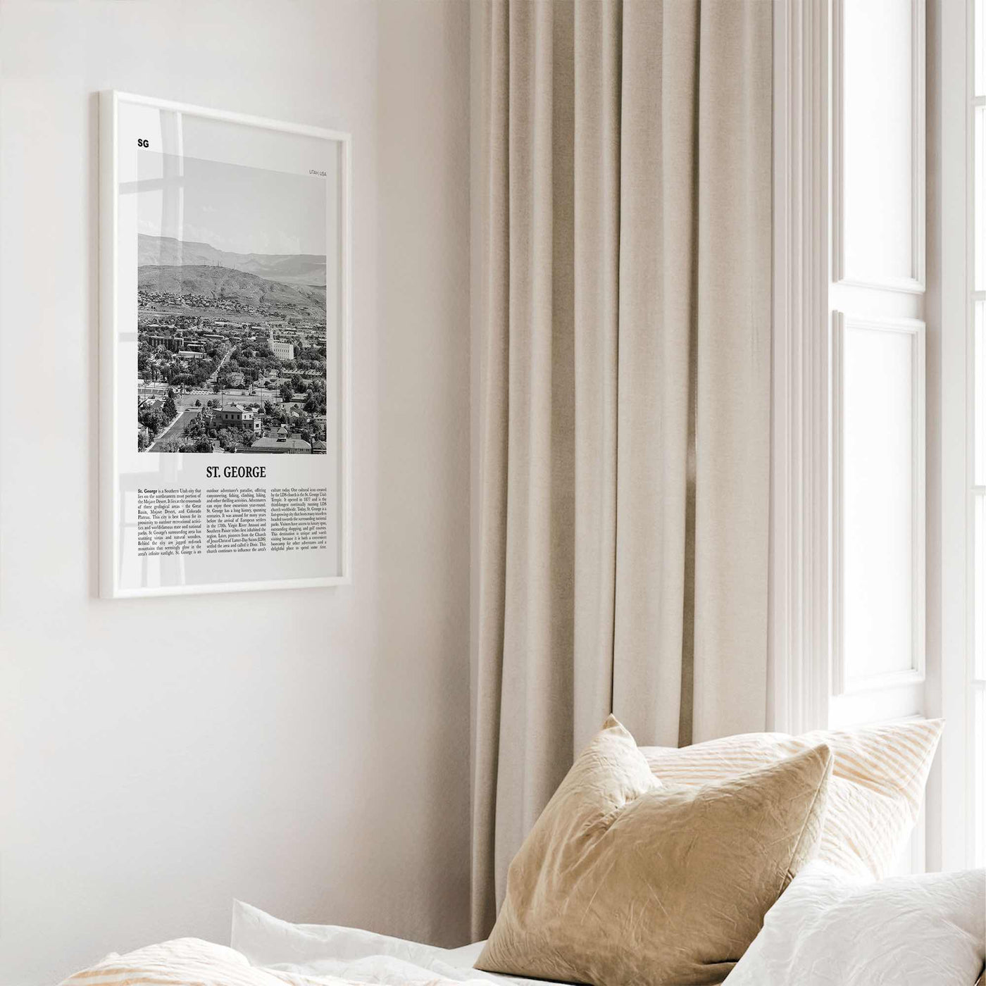 St George Print Black and White, St. George Wall Art, St. George Poster, St. George Photo, St. George Wall Décor, St. George Map, Utah, USA