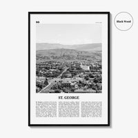St George Print Black and White, St. George Wall Art, St. George Poster, St. George Photo, St. George Wall Décor, St. George Map, Utah, USA