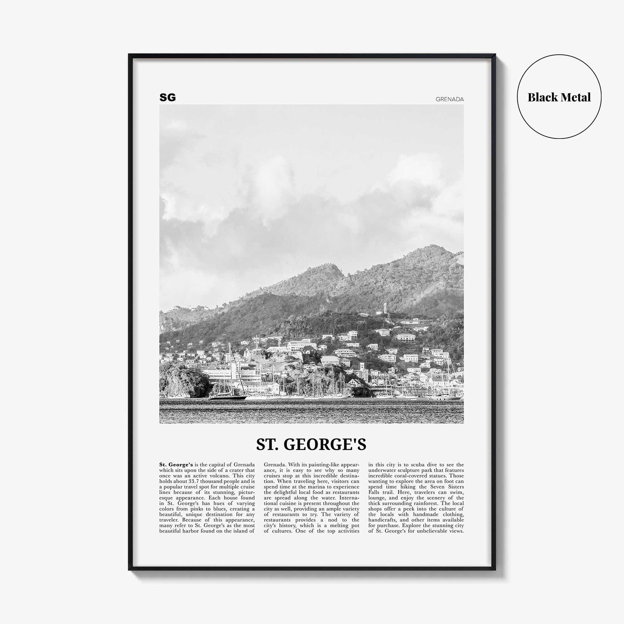 St Georges Print Black and White, St. George's Wall Art, St. George's Poster, St. George's Photo, St. George's Wall Décor, Grenada