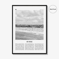 St Ives Print Black and White, St Ives Wall Art, St Ives Poster, St Ives Photo, St Ives Décor, Cornwall, Porth Ia, England, United Kingdom