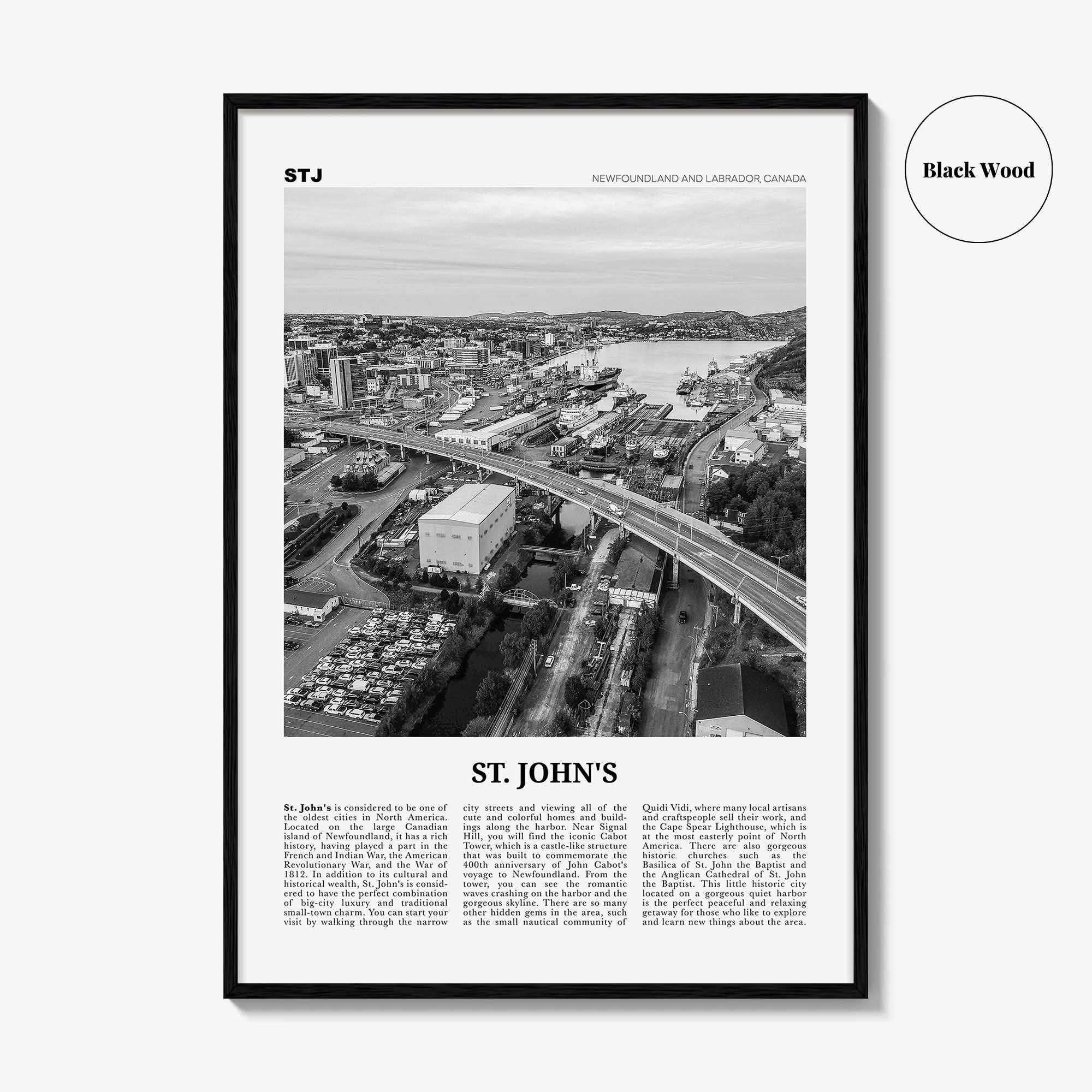 St Johns Print Black and White, St. John’s Wall Art, St. Johns Poster, St. John’s Photo, St. John’s Wall Décor, Saint Johns, Canada