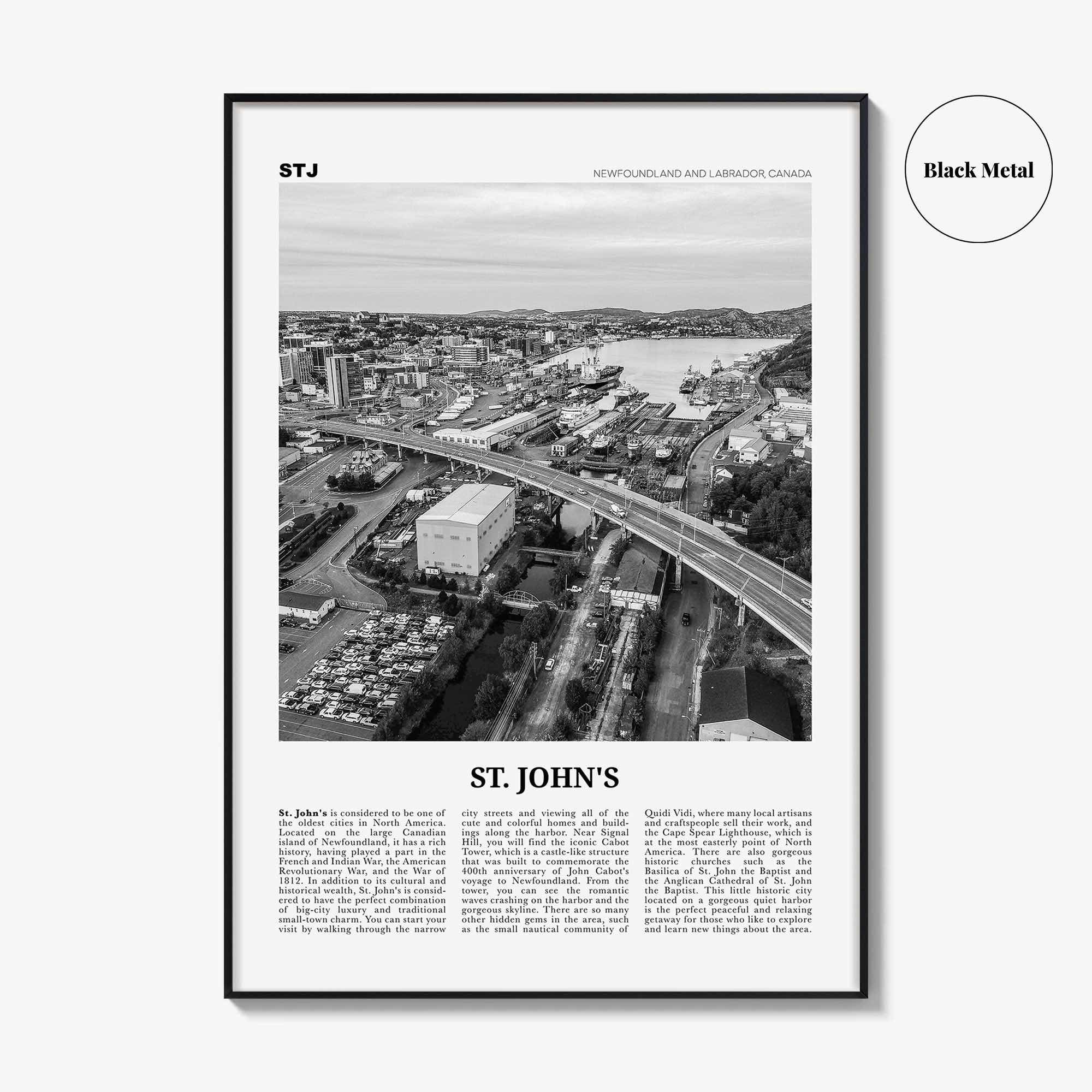 St Johns Print Black and White, St. John’s Wall Art, St. Johns Poster, St. John’s Photo, St. John’s Wall Décor, Saint Johns, Canada