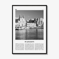 St Julians Print Black and White, St. Julian’s Wall Art, St. Julian’s Poster, St. Julian’s Photo, St. Julian’s Décor, St. Julian’s Map