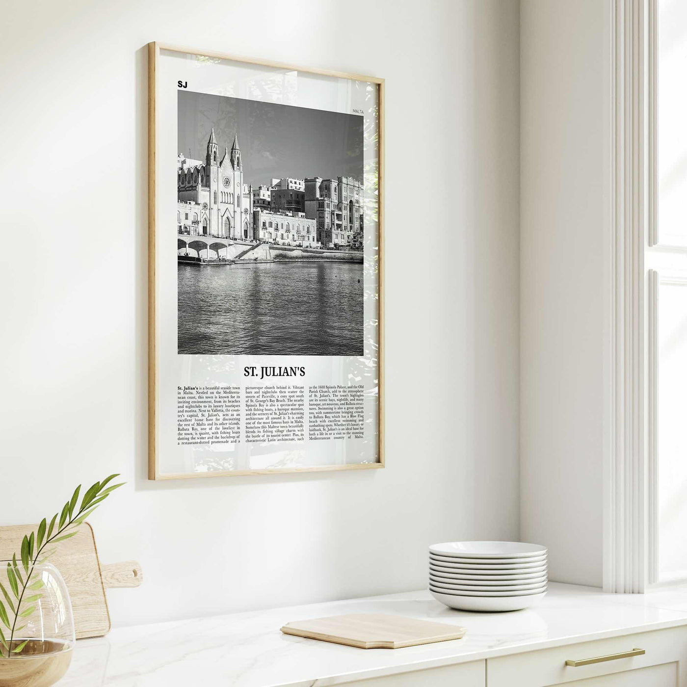 St Julians Print Black and White, St. Julian’s Wall Art, St. Julian’s Poster, St. Julian’s Photo, St. Julian’s Décor, St. Julian’s Map