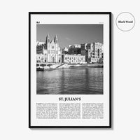 St Julians Print Black and White, St. Julian’s Wall Art, St. Julian’s Poster, St. Julian’s Photo, St. Julian’s Décor, St. Julian’s Map