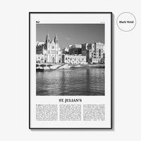 St Julians Print Black and White, St. Julian’s Wall Art, St. Julian’s Poster, St. Julian’s Photo, St. Julian’s Décor, St. Julian’s Map