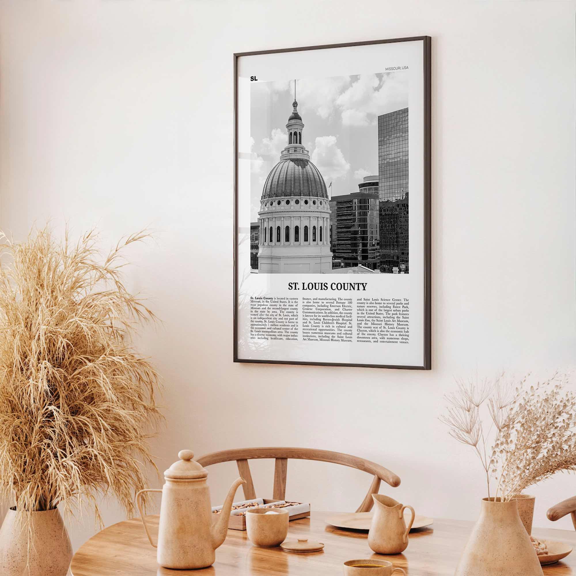 St Louis County Print Black and White, St Louis County Wall Art, St Louis County Poster, St Louis Photo, St Louis Wall Décor, St Louis Map