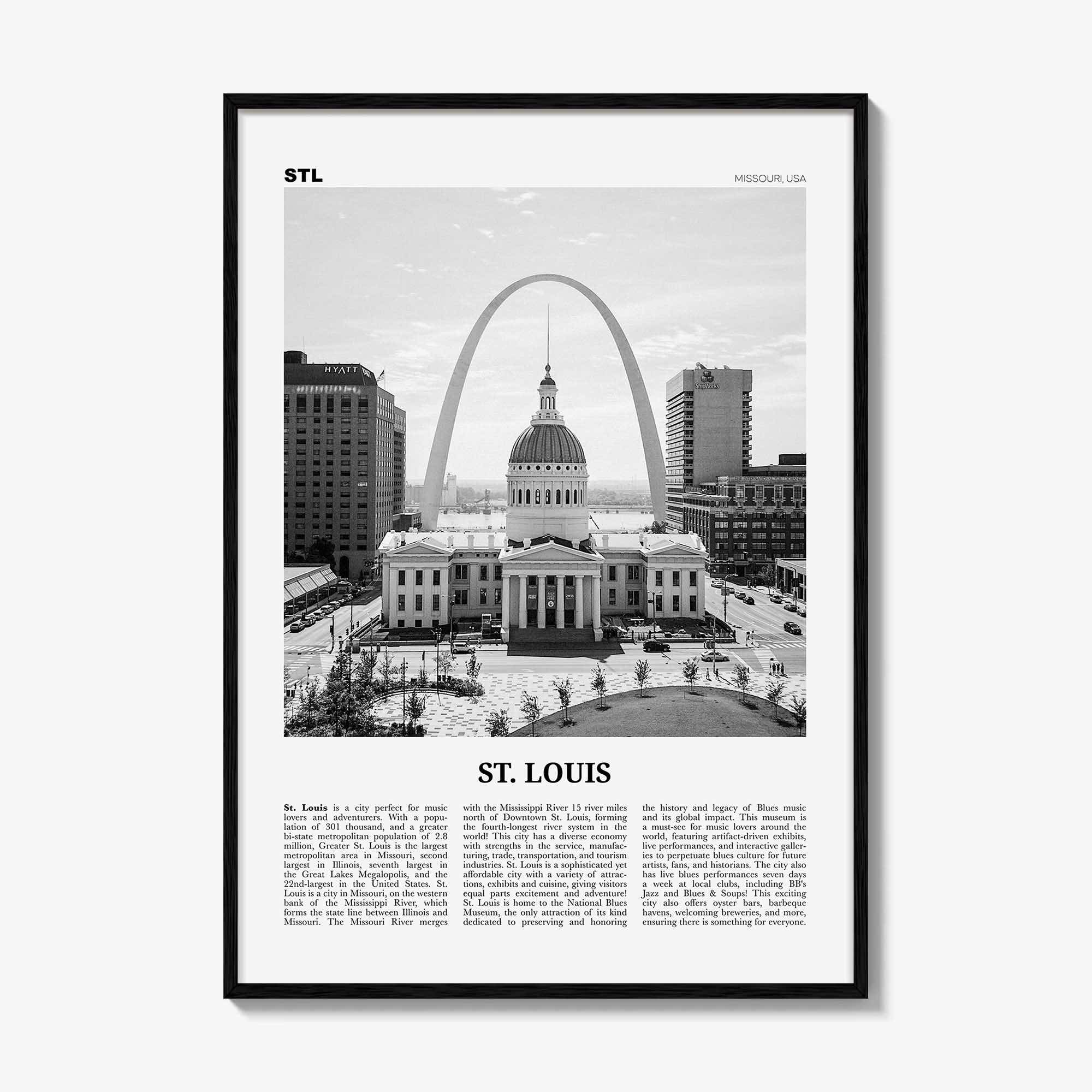 St Louis Print Black and White No 1, St Louis Wall Art, St Louis Poster, St Louis Photo, Saint Louis, Missouri, USA, United States