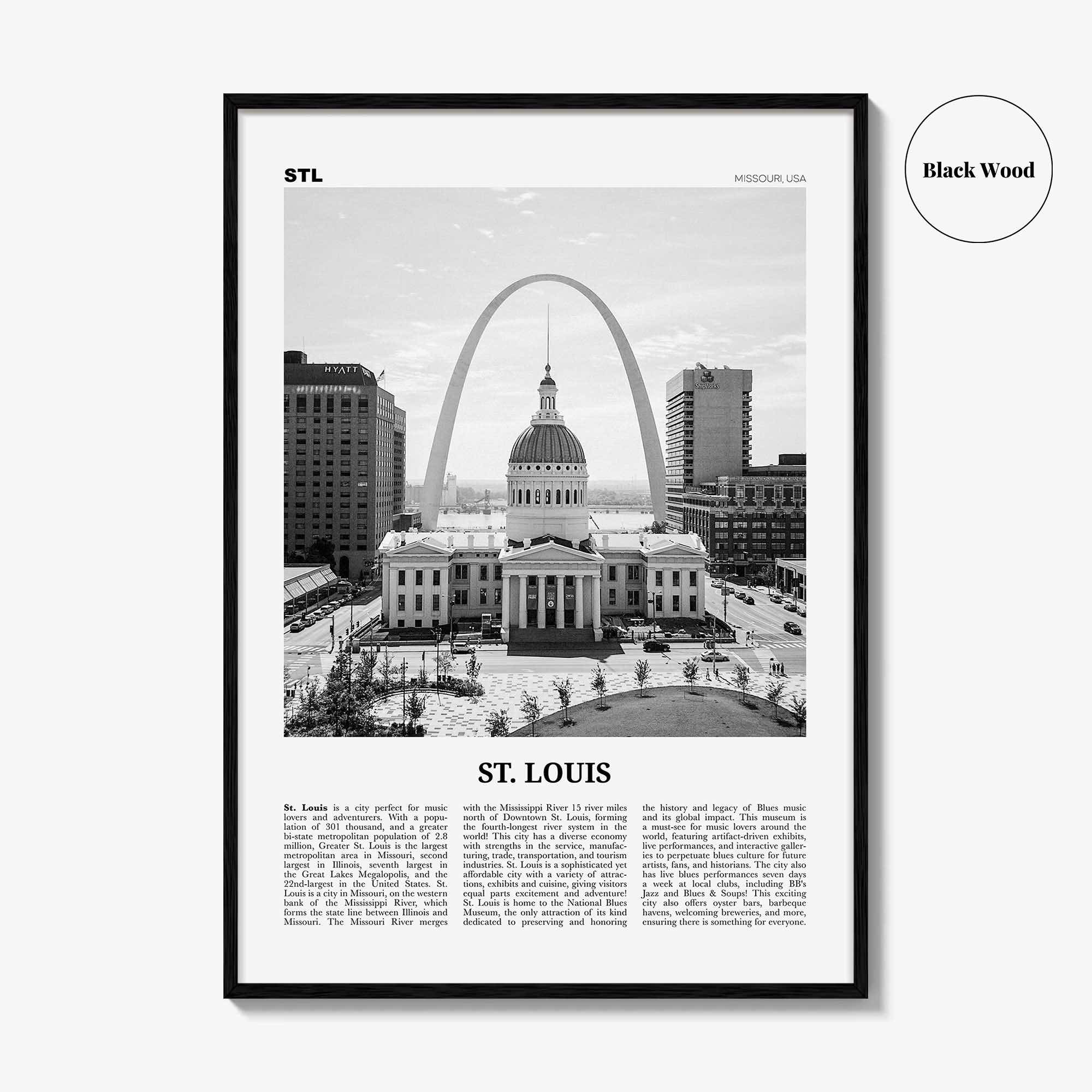 St Louis Print Black and White No 1, St Louis Wall Art, St Louis Poster, St Louis Photo, Saint Louis, Missouri, USA, United States