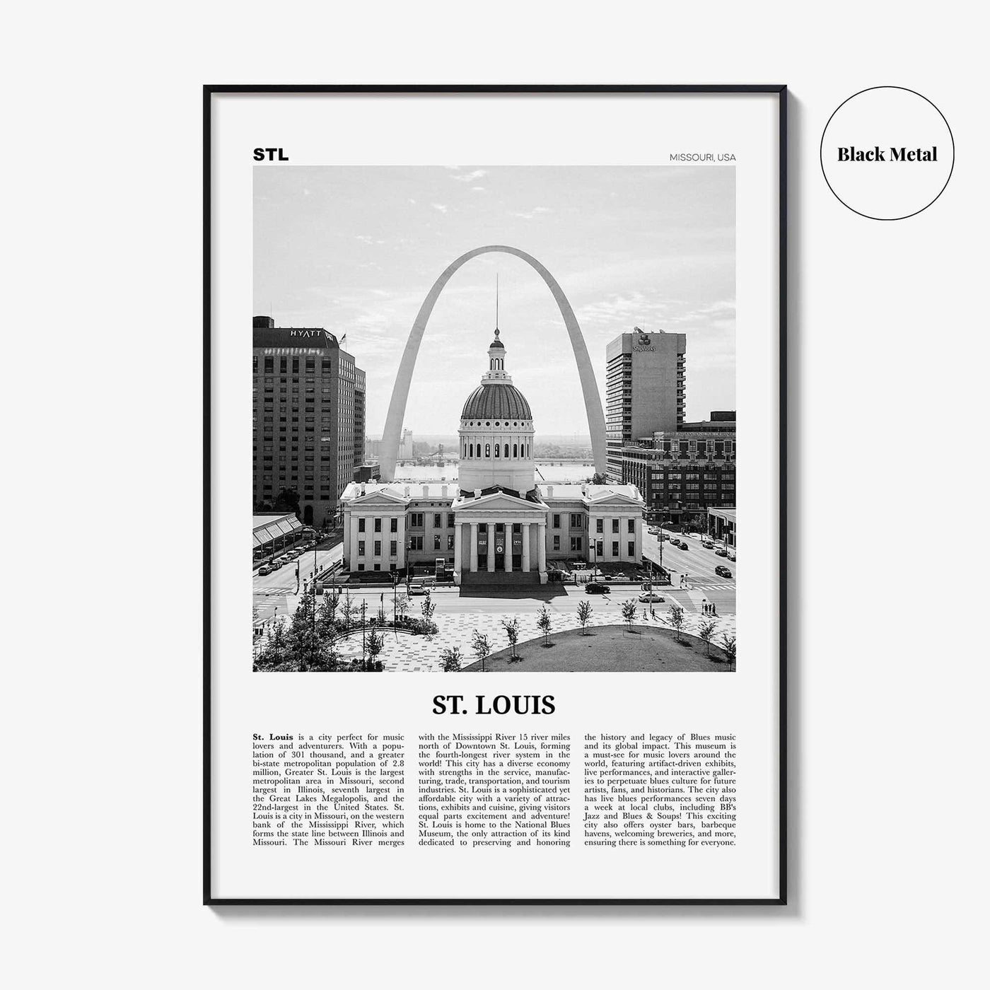 St Louis Print Black and White No 1, St Louis Wall Art, St Louis Poster, St Louis Photo, Saint Louis, Missouri, USA, United States