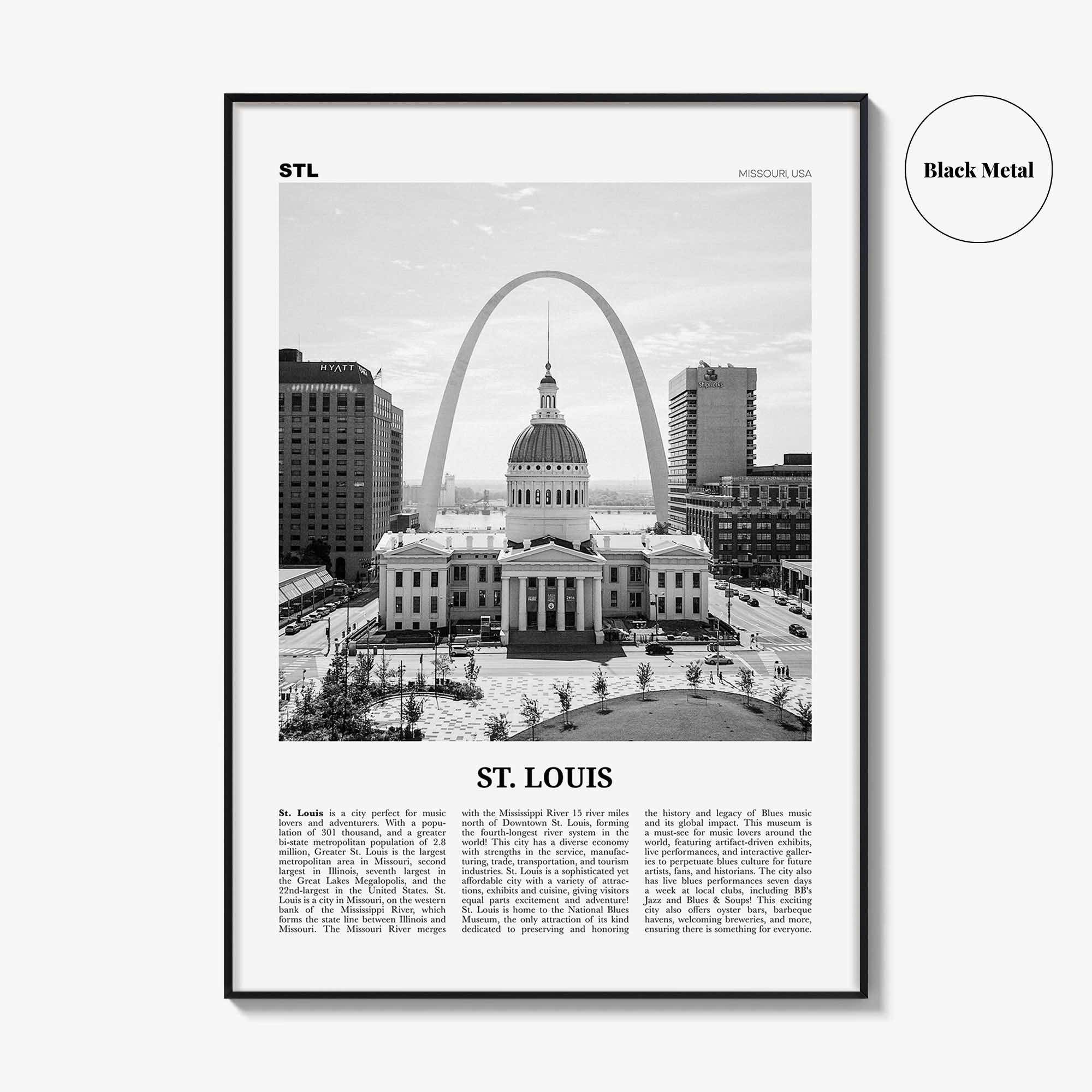 St Louis Print Black and White No 1, St Louis Wall Art, St Louis Poster, St Louis Photo, Saint Louis, Missouri, USA, United States