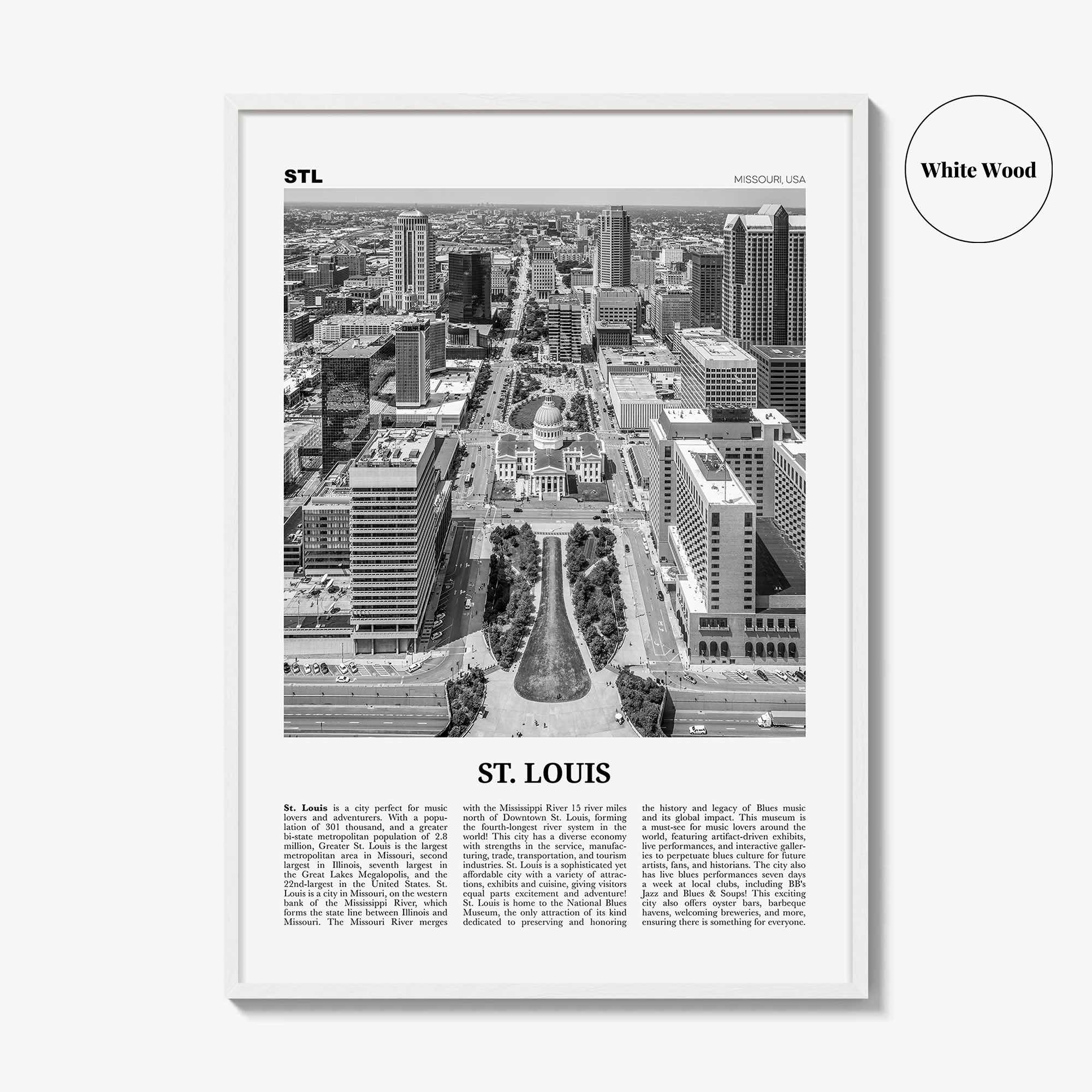 St Louis Print Black and White No 2, St Louis Wall Art, St Louis Poster, St Louis Photo, Saint Louis, Missouri, USA, United States