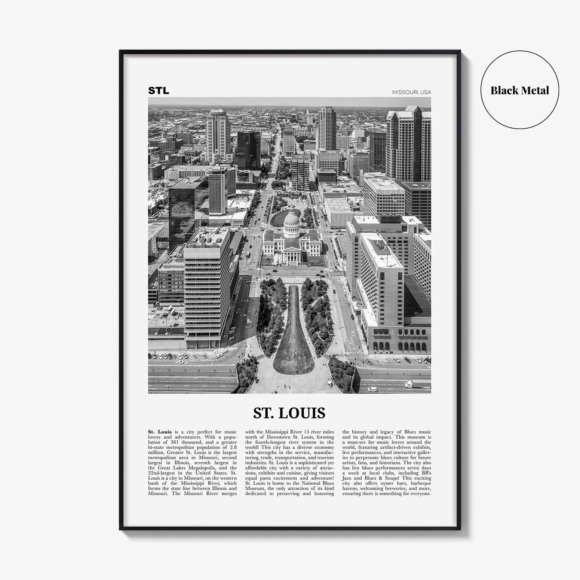 St Louis Print Black and White No 2, St Louis Wall Art, St Louis Poster, St Louis Photo, Saint Louis, Missouri, USA, United States