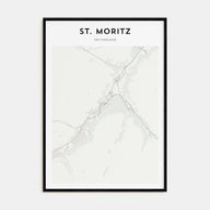 St. Moritz Map Portrait Poster