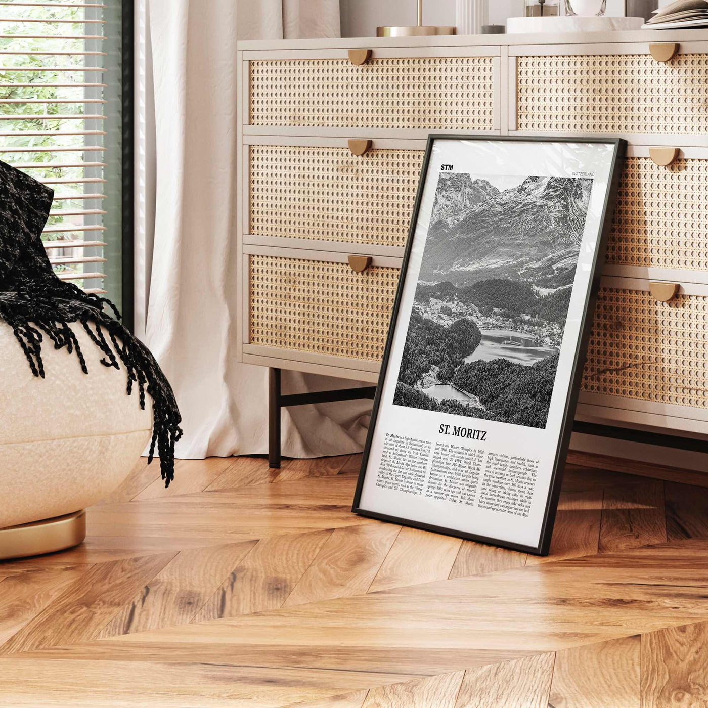 St Moritz Print Black and White, St Moritz Wall Art, St Moritz Poster, St Moritz Photo, Sankt Moritz Poster Print, Switzerland, Swiss, Alps