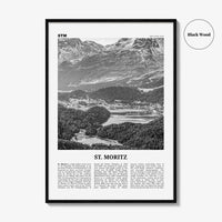 St Moritz Print Black and White, St Moritz Wall Art, St Moritz Poster, St Moritz Photo, Sankt Moritz Poster Print, Switzerland, Swiss, Alps