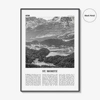 St Moritz Print Black and White, St Moritz Wall Art, St Moritz Poster, St Moritz Photo, Sankt Moritz Poster Print, Switzerland, Swiss, Alps