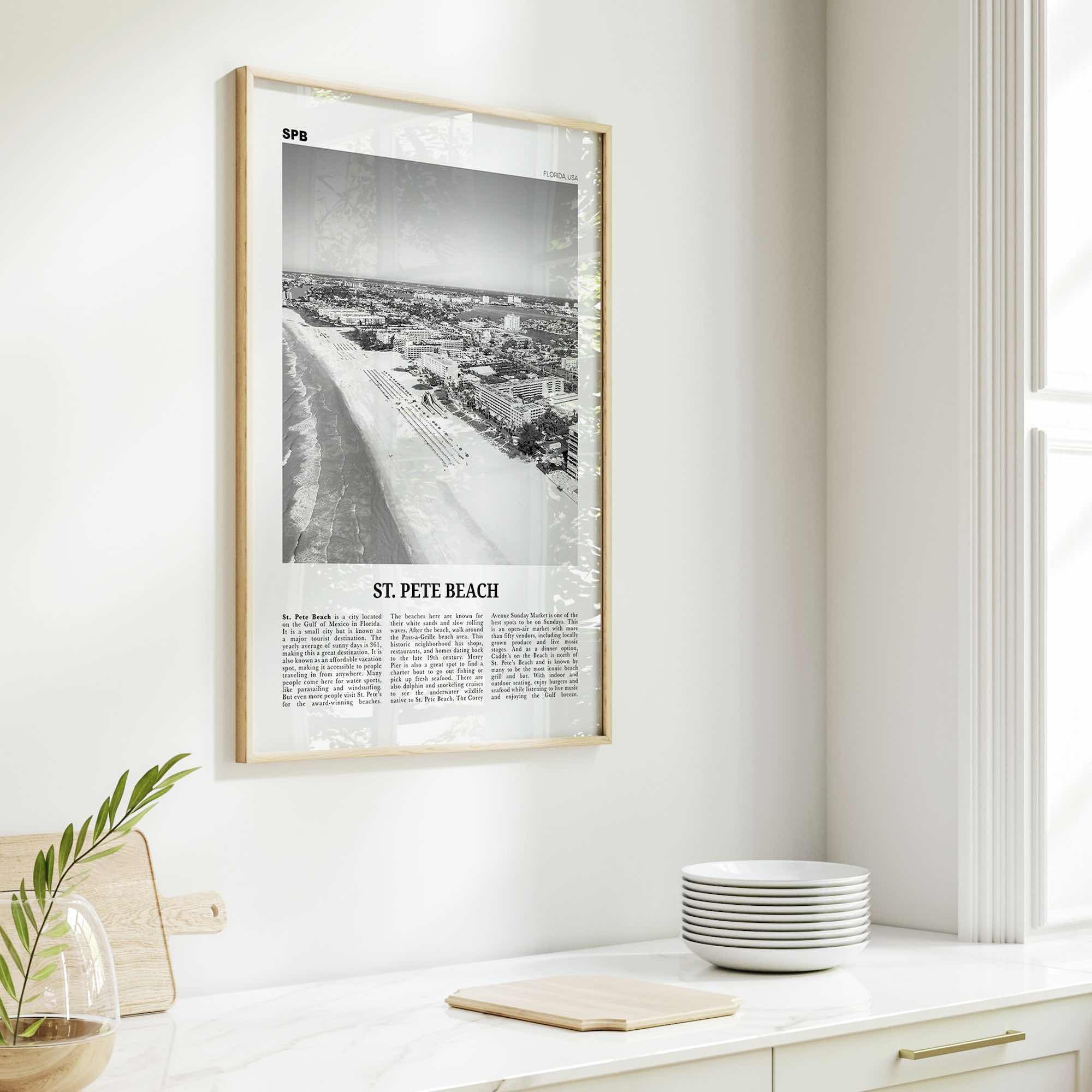 St Pete Beach Print Black and White No 1, St Pete Beach Wall Art, St Pete Beach Poster, St Pete Beach Photo, St Pete Beach Décor, Florida