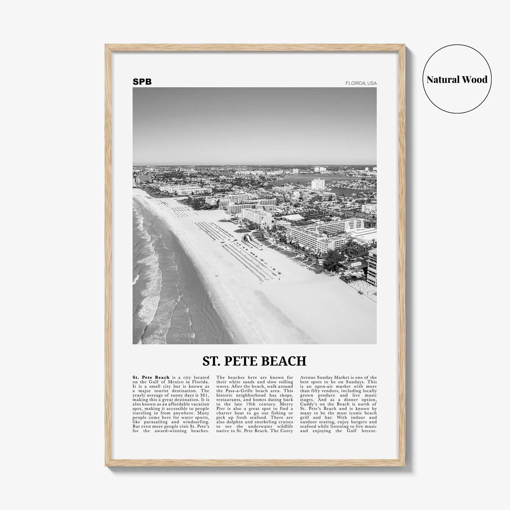 St Pete Beach Print Black and White No 1, St Pete Beach Wall Art, St Pete Beach Poster, St Pete Beach Photo, St Pete Beach Décor, Florida