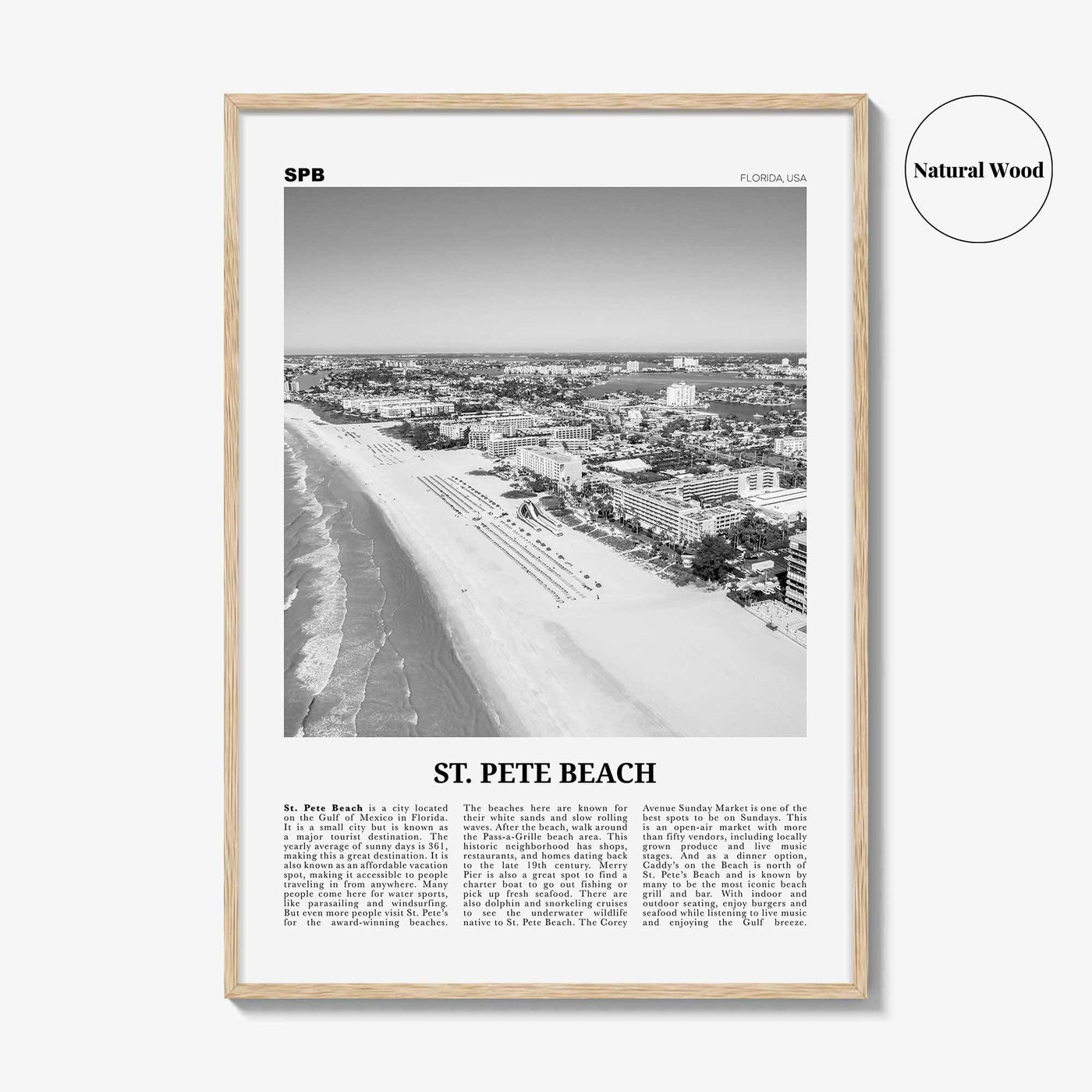 St Pete Beach Print Black and White No 1, St Pete Beach Wall Art, St Pete Beach Poster, St Pete Beach Photo, St Pete Beach Décor, Florida