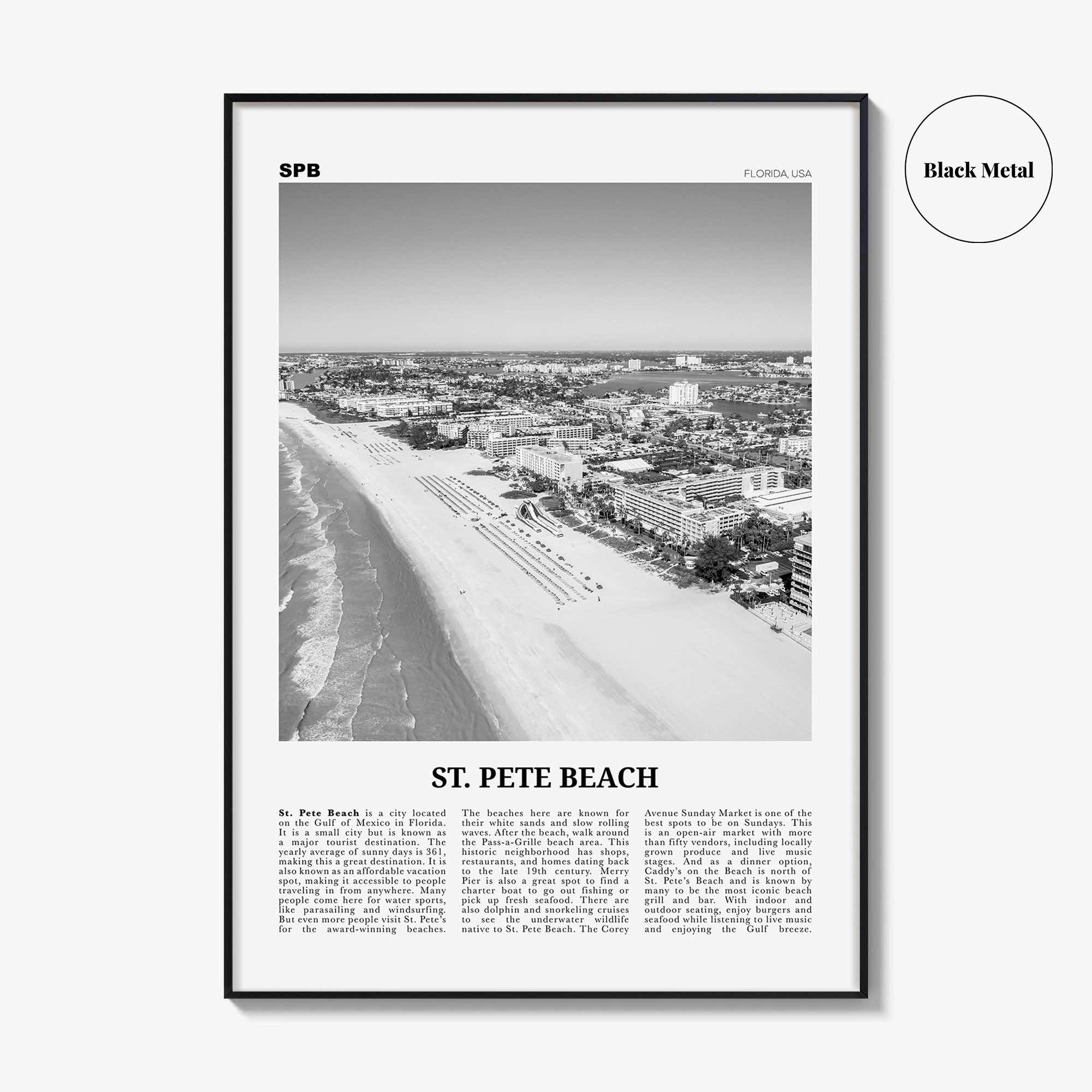 St Pete Beach Print Black and White No 1, St Pete Beach Wall Art, St Pete Beach Poster, St Pete Beach Photo, St Pete Beach Décor, Florida