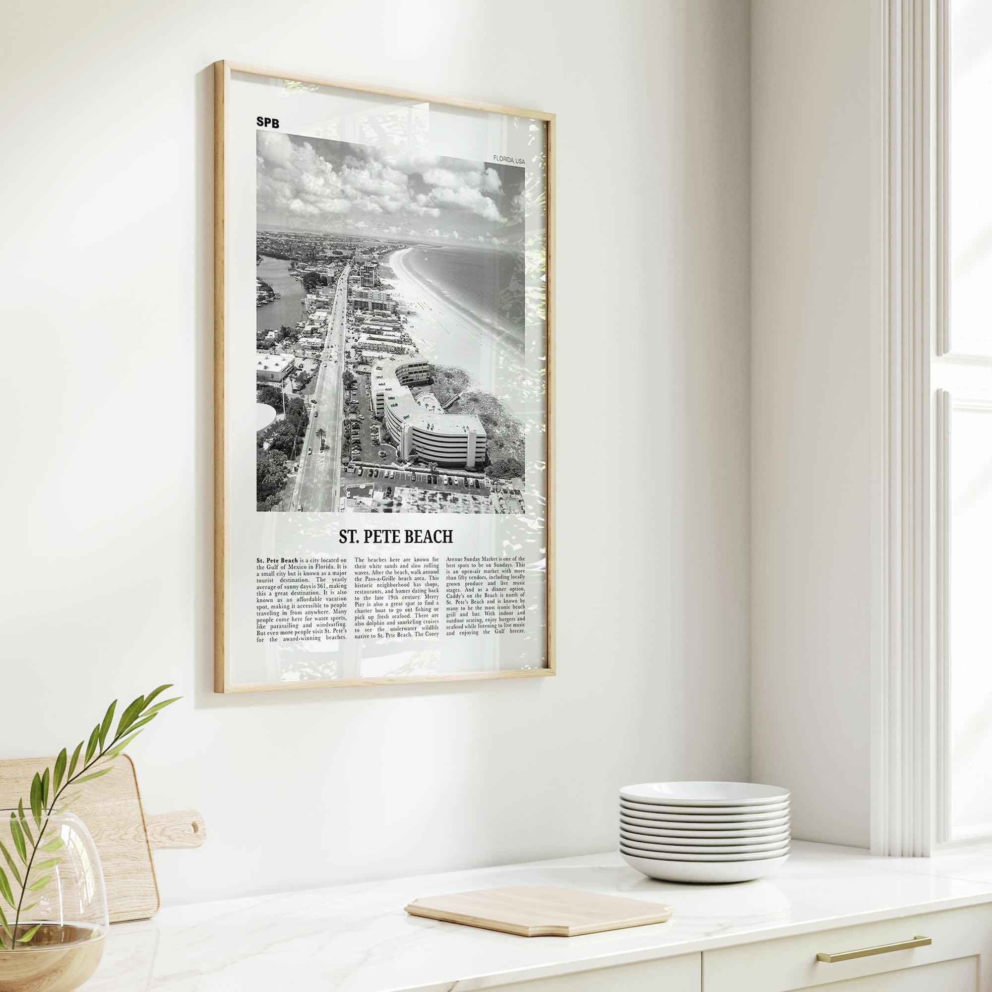 St Pete Beach Print Black and White No 2, St Pete Beach Wall Art, St Pete Beach Poster, St Pete Beach Photo, St Pete Beach Décor, US