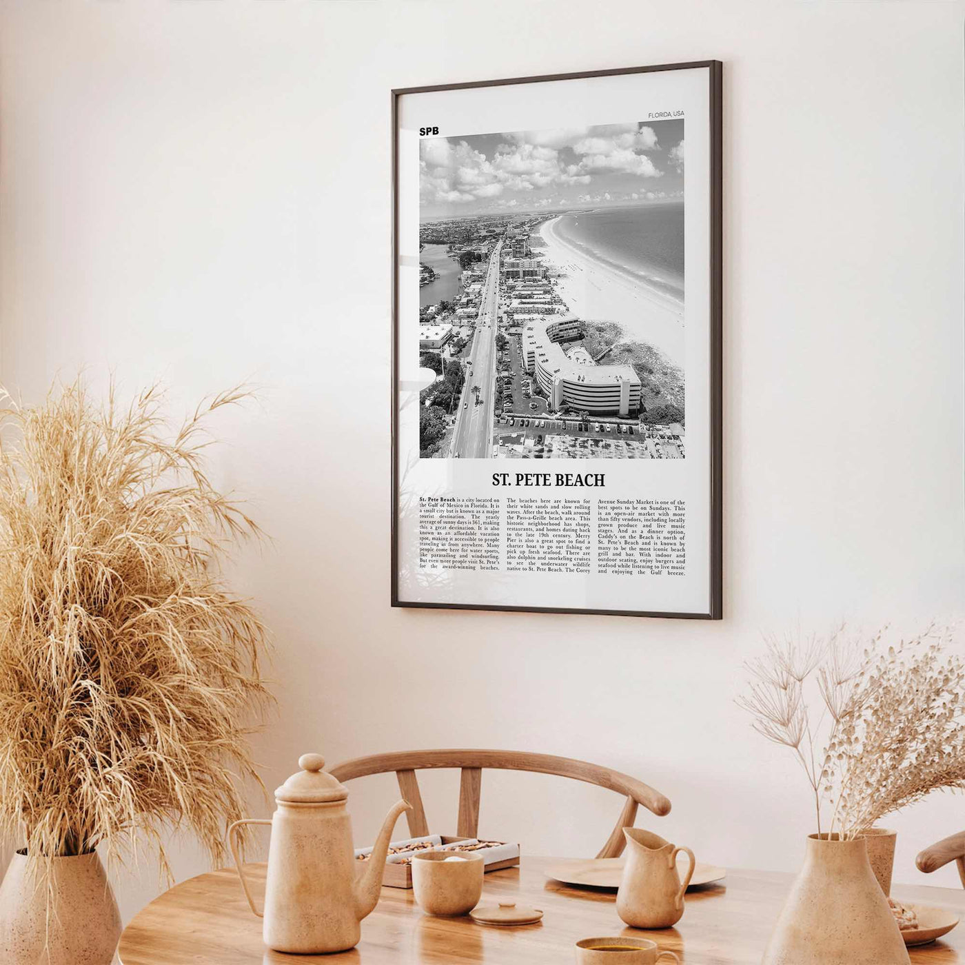 St Pete Beach Print Black and White No 2, St Pete Beach Wall Art, St Pete Beach Poster, St Pete Beach Photo, St Pete Beach Décor, US