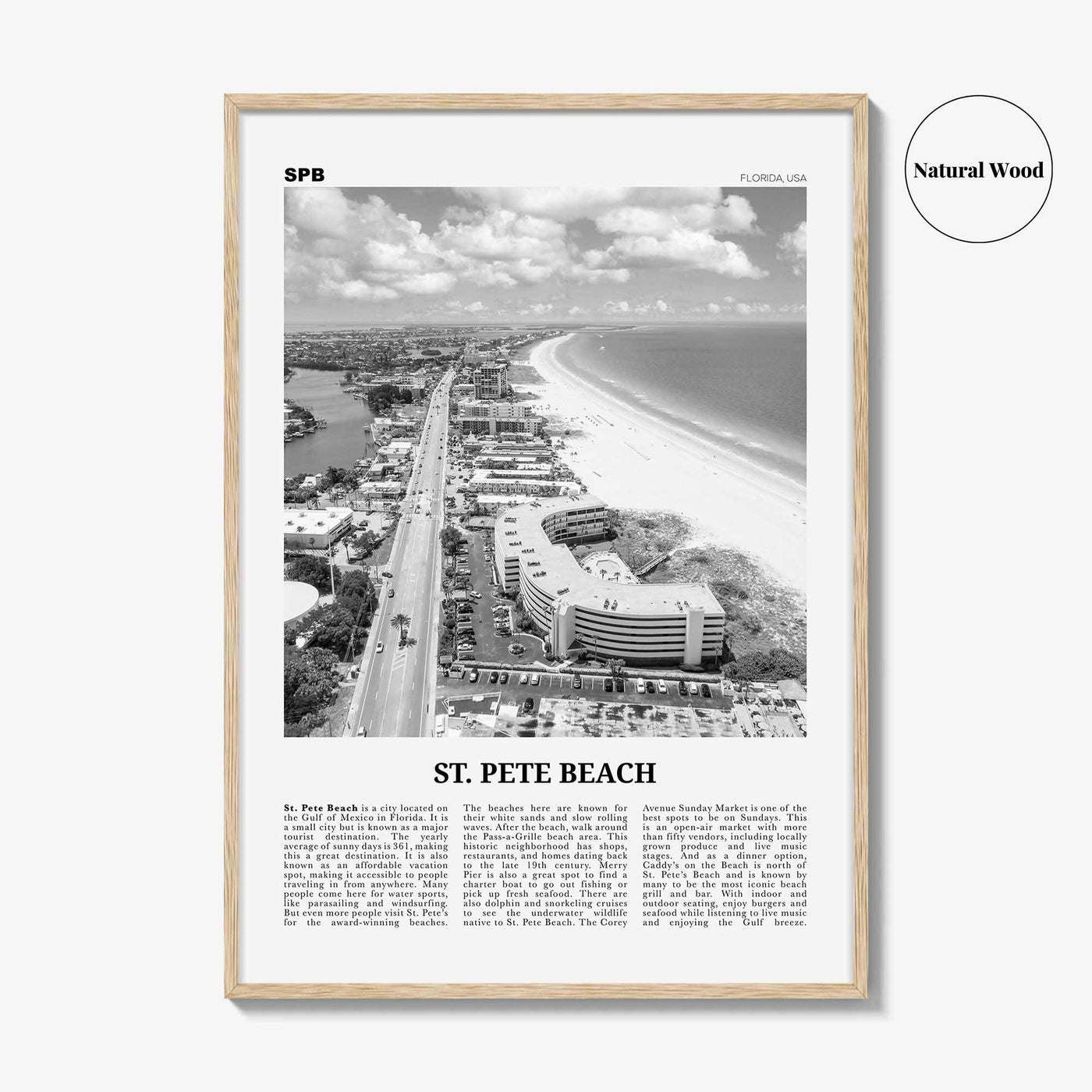 St Pete Beach Print Black and White No 2, St Pete Beach Wall Art, St Pete Beach Poster, St Pete Beach Photo, St Pete Beach Décor, US