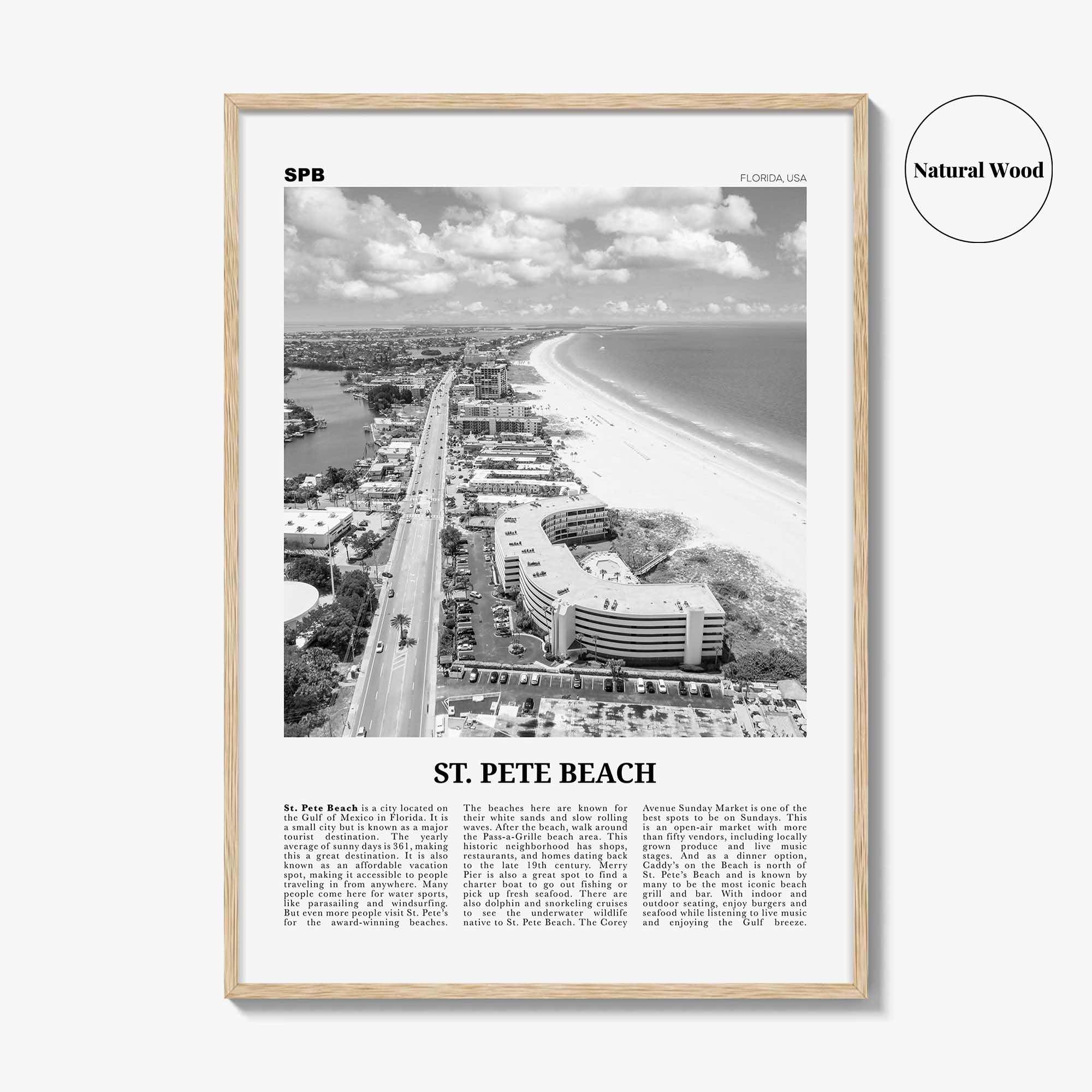 St Pete Beach Print Black and White No 2, St Pete Beach Wall Art, St Pete Beach Poster, St Pete Beach Photo, St Pete Beach Décor, US