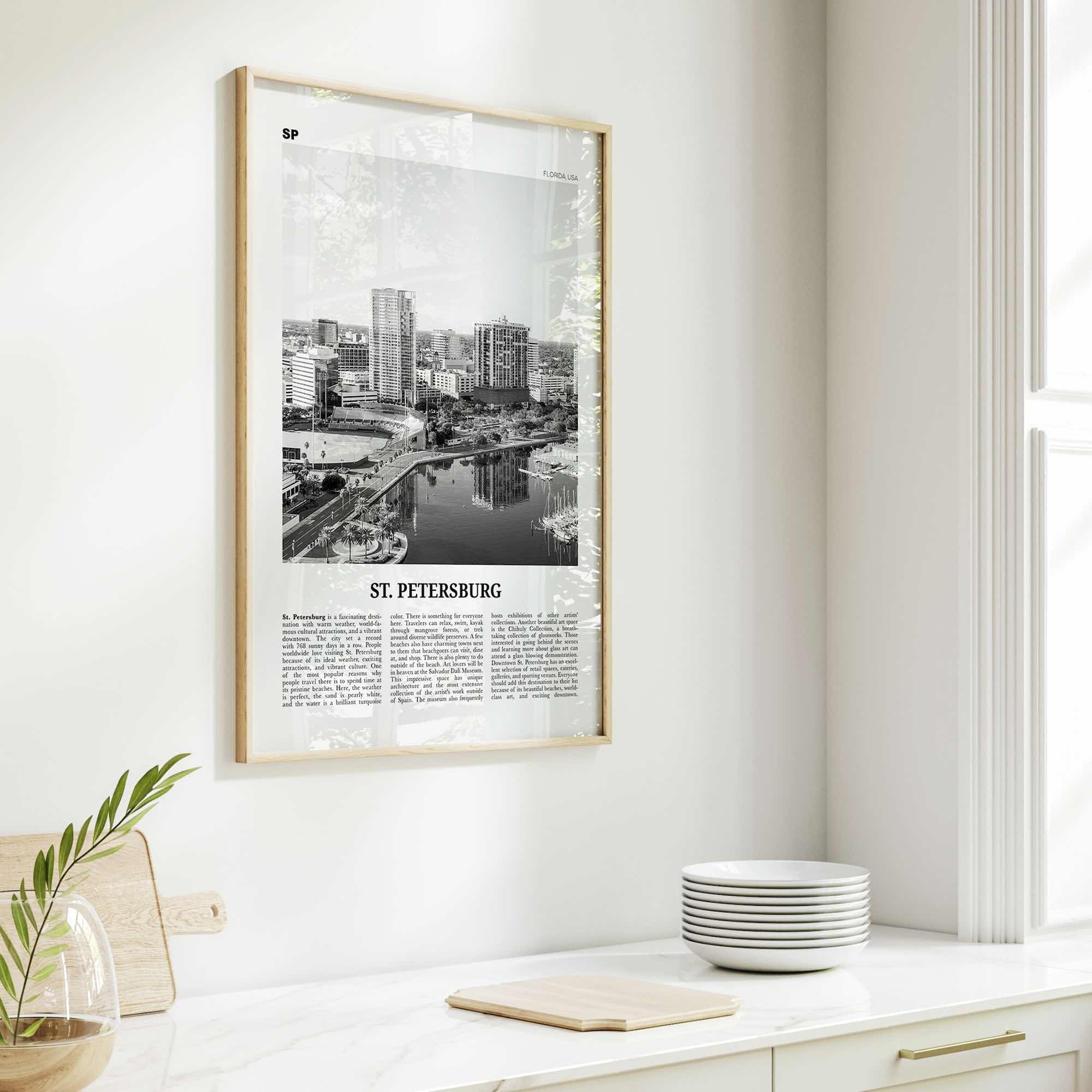 St Petersburg Print Black and White Florida No 1, St Petersburg Wall Art, St Petersburg Poster, St Petersburg Photo, Petersburg Décor