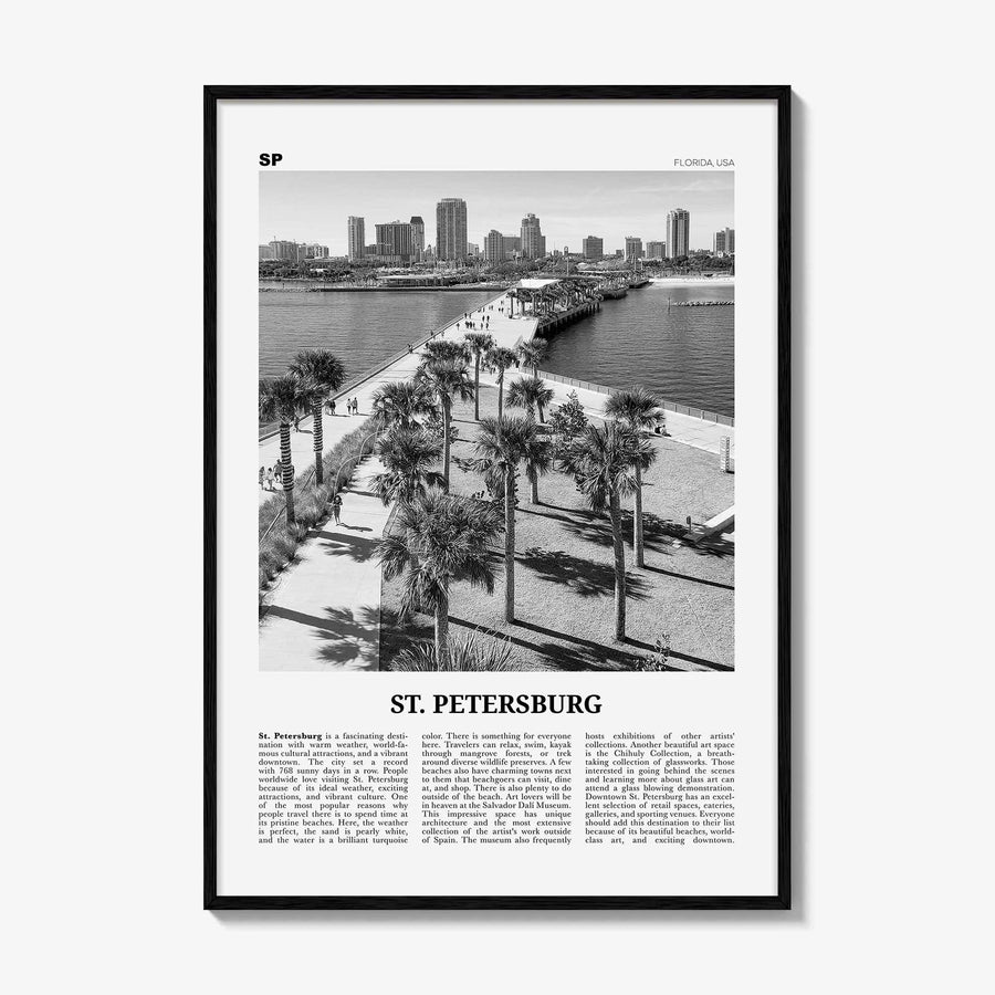 St Petersburg Print Black and White Florida No 2, St Petersburg Wall Art, St Petersburg Poster, St Petersburg Photo, Petersburg Décor