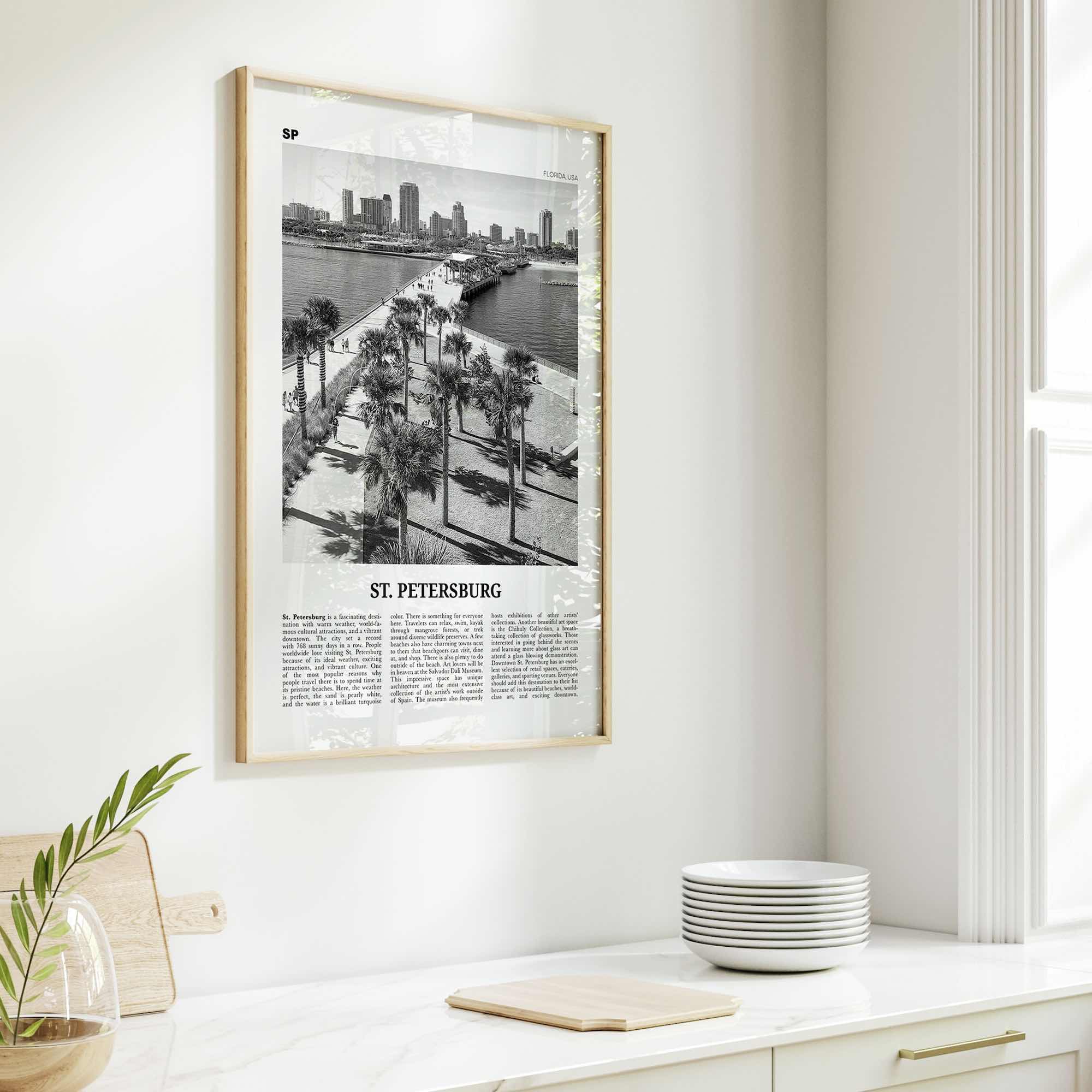 St Petersburg Print Black and White Florida No 2, St Petersburg Wall Art, St Petersburg Poster, St Petersburg Photo, Petersburg Décor