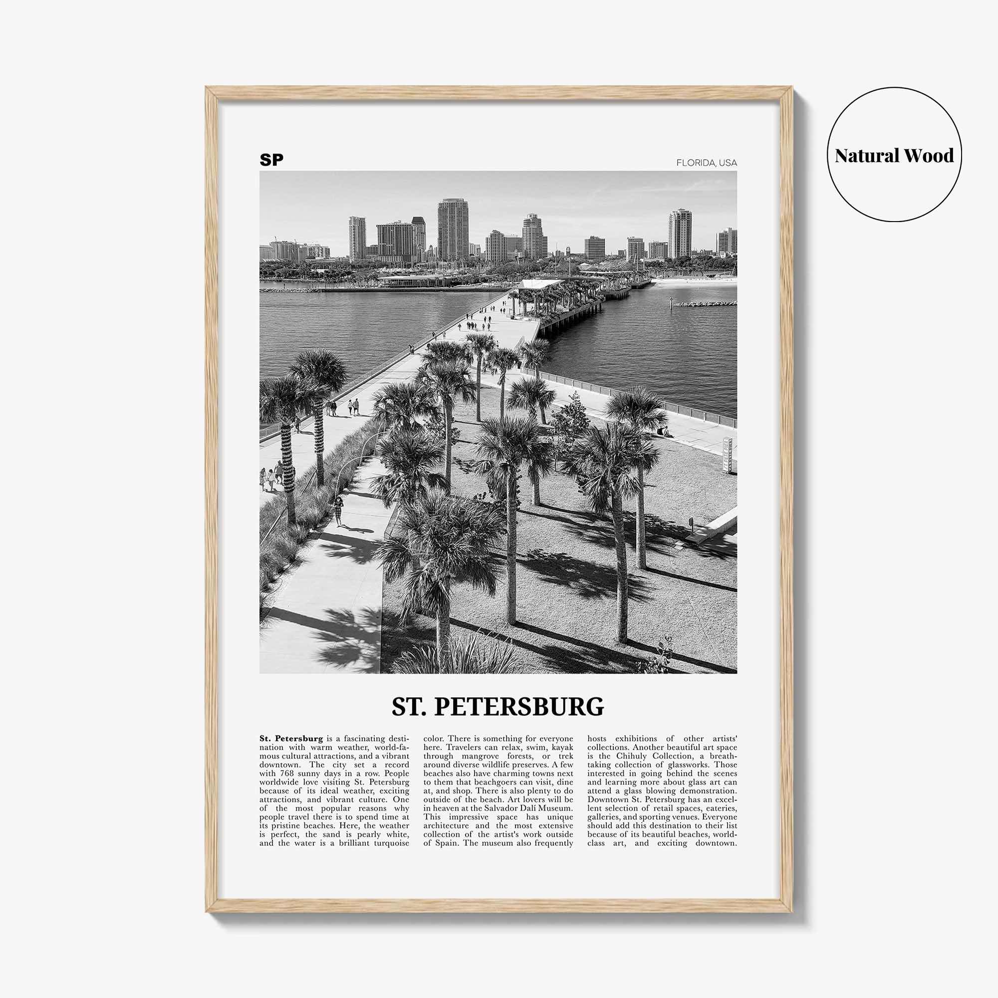 St Petersburg Print Black and White Florida No 2, St Petersburg Wall Art, St Petersburg Poster, St Petersburg Photo, Petersburg Décor