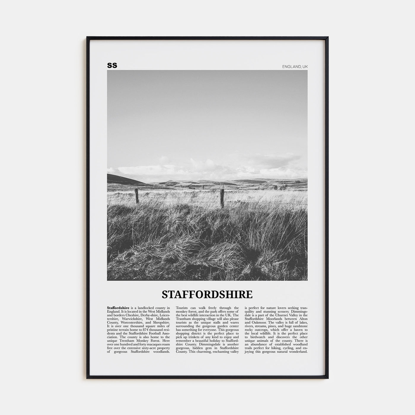 Staffordshire Travel B&W Poster