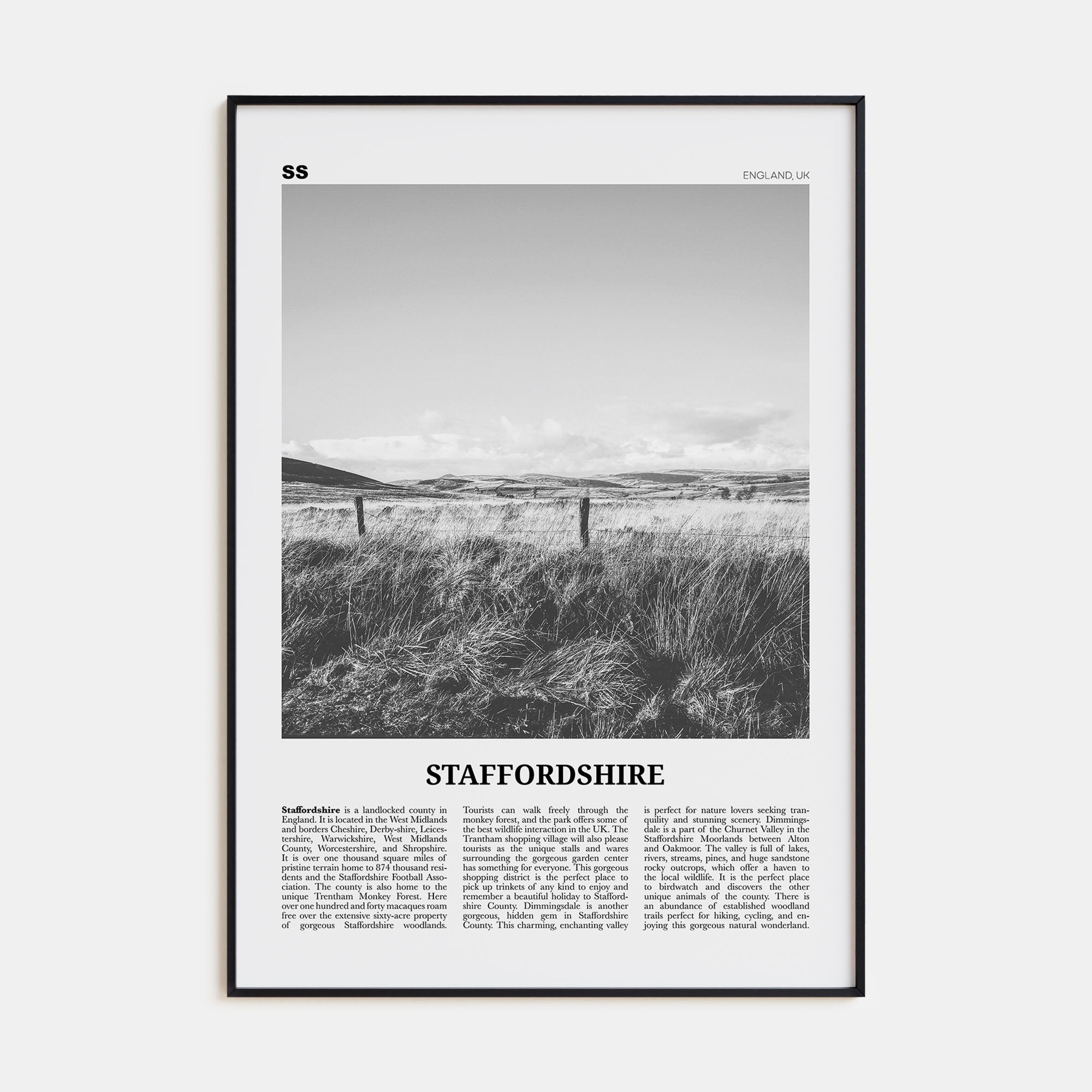Staffordshire Travel B&W Poster