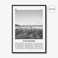 Staffordshire Print Black and White, Staffordshire Wall Art, Staffordshire Poster, Staffordshire Photo, Staffordshire Map, England, UK