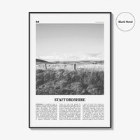 Staffordshire Print Black and White, Staffordshire Wall Art, Staffordshire Poster, Staffordshire Photo, Staffordshire Map, England, UK