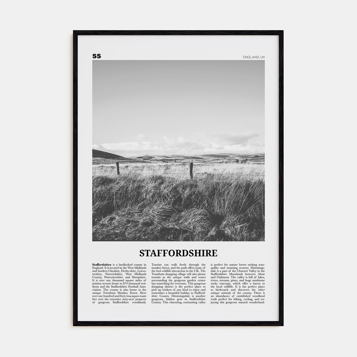 Staffordshire Travel B&W Poster