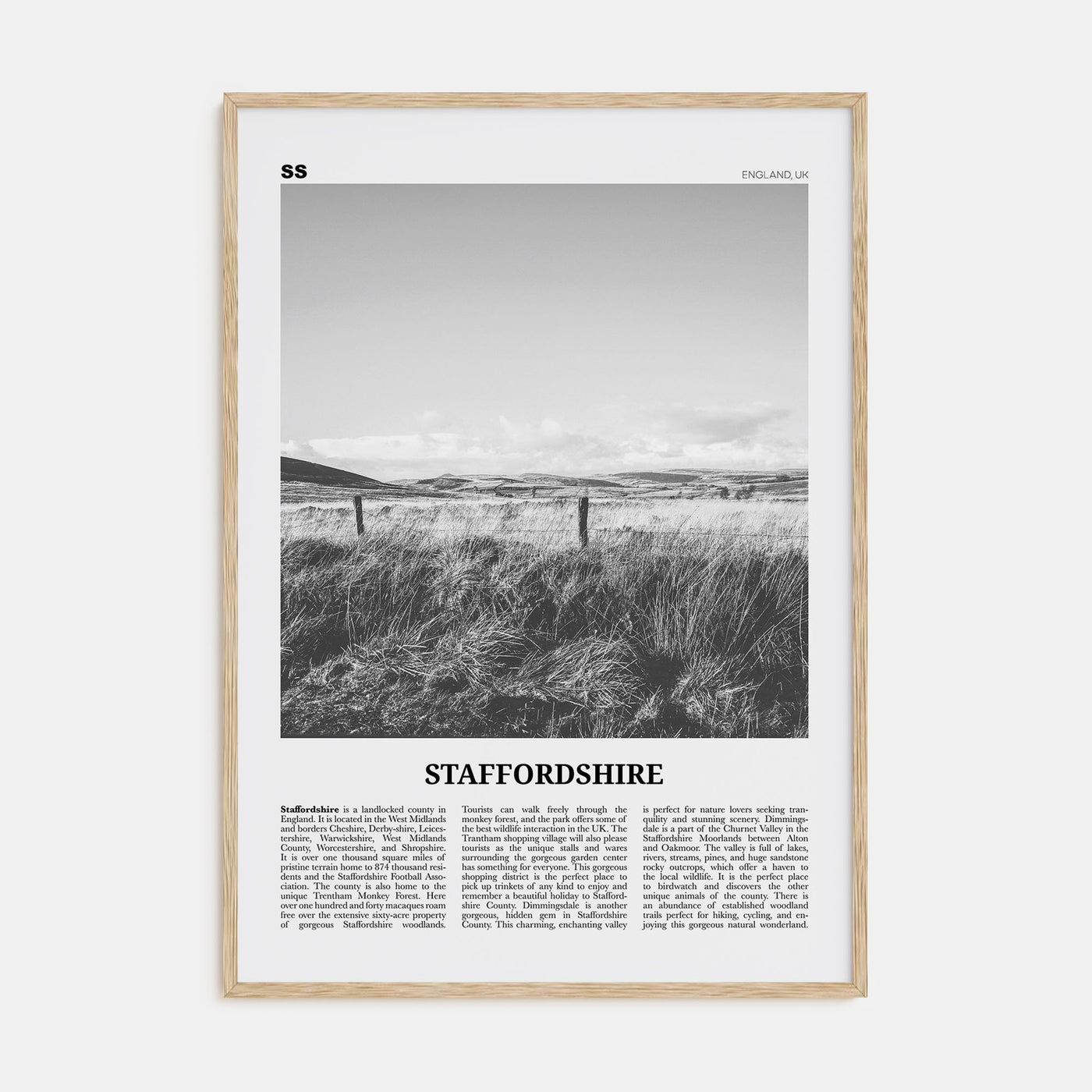 Staffordshire Travel B&W Poster