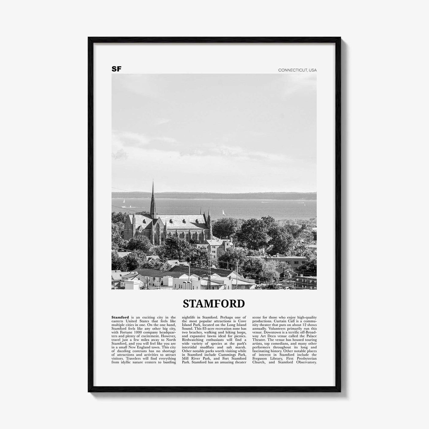 Stamford Print Black and White Connecticut, Stamford Wall Art, Stamford Poster, Stamford Photo, Stamford Wall Décor, Connecticut, USA