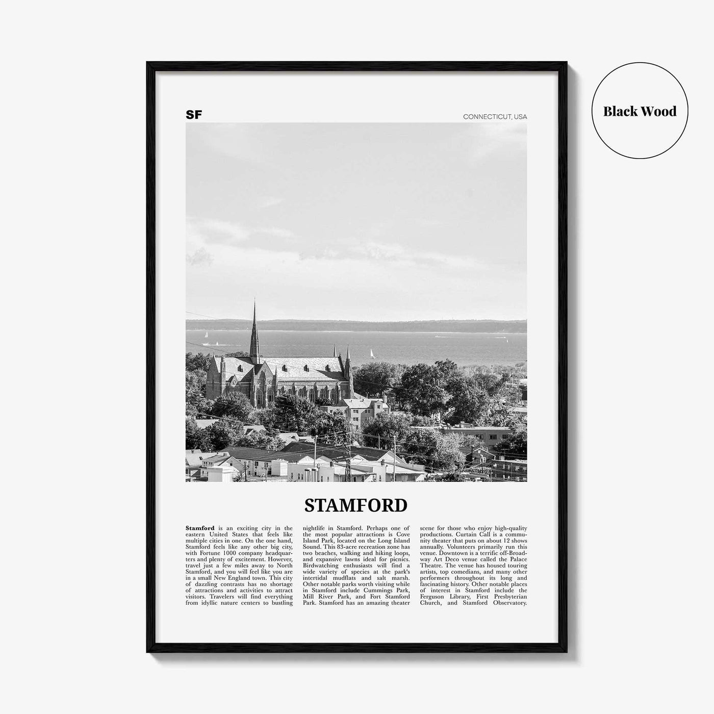 Stamford Print Black and White Connecticut, Stamford Wall Art, Stamford Poster, Stamford Photo, Stamford Wall Décor, Connecticut, USA