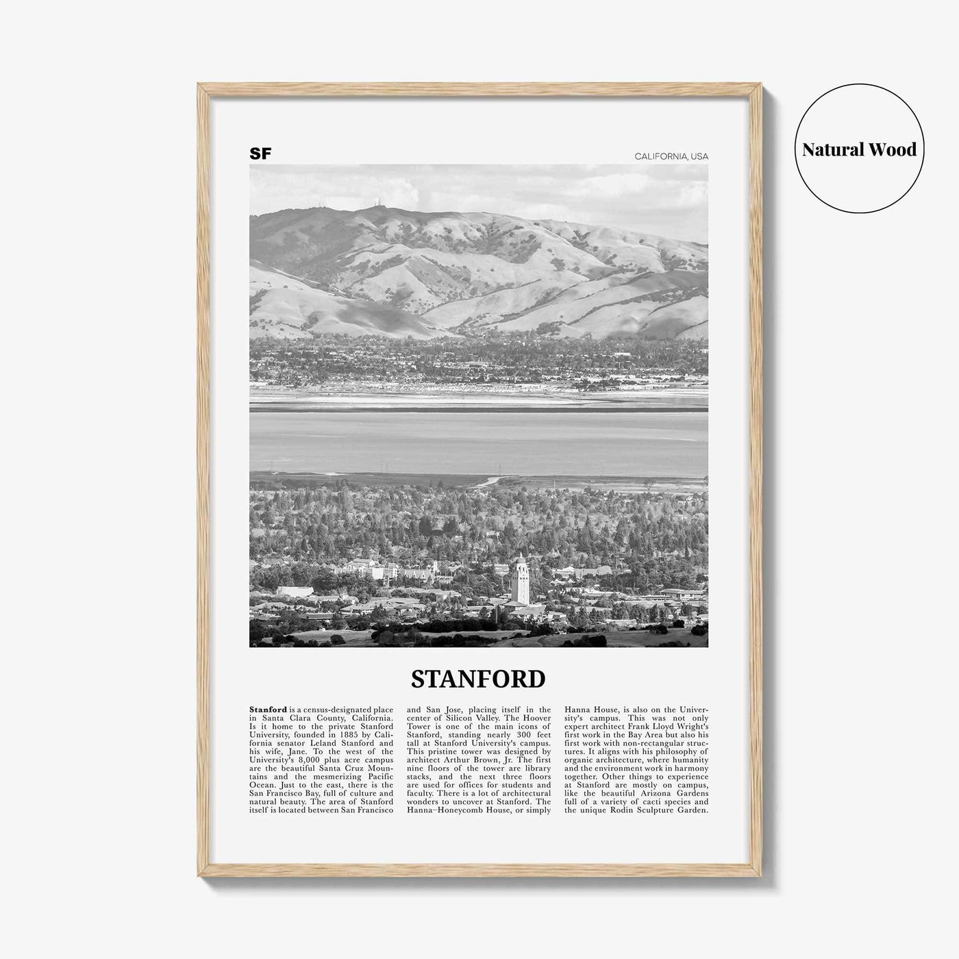 Stanford Print Black and White, Stanford Wall Art, Stanford Poster, Stanford Photo, Stanford Map, Stanford Wall Decor, California, USA