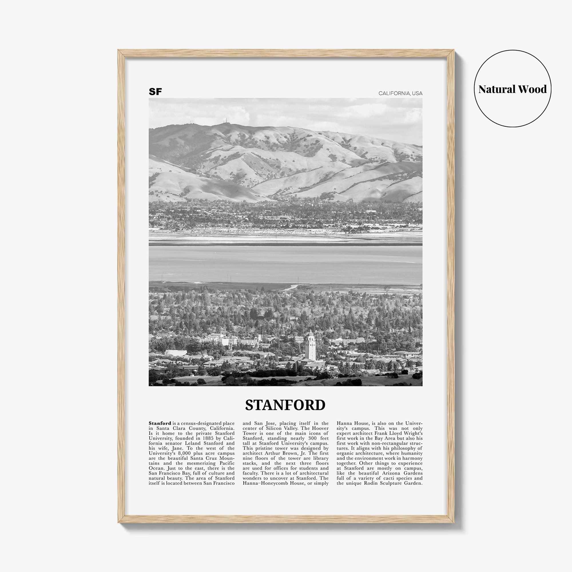 Stanford Print Black and White, Stanford Wall Art, Stanford Poster, Stanford Photo, Stanford Map, Stanford Wall Decor, California, USA