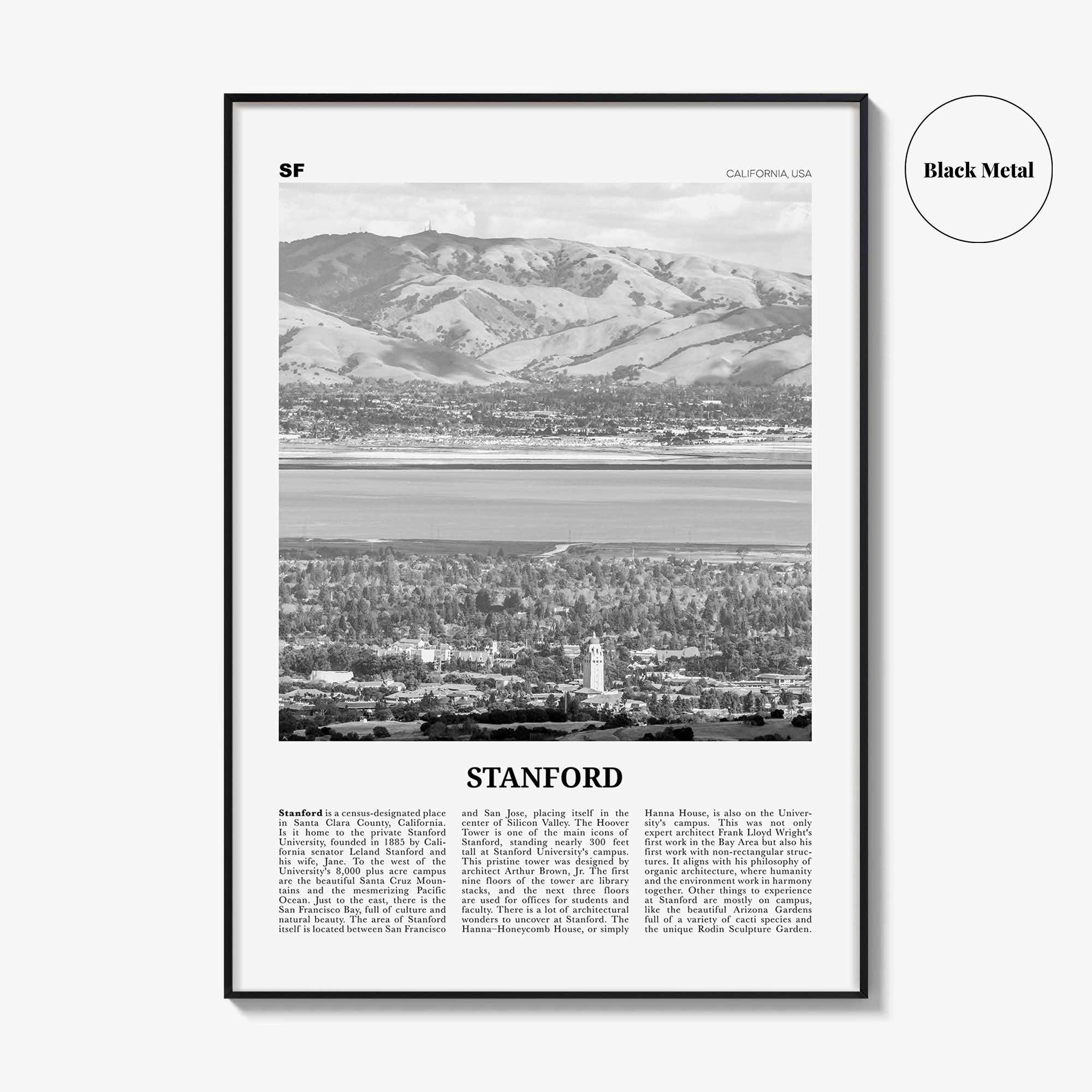 Stanford Print Black and White, Stanford Wall Art, Stanford Poster, Stanford Photo, Stanford Map, Stanford Wall Decor, California, USA