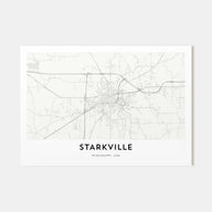 Starkville Map Landscape Poster