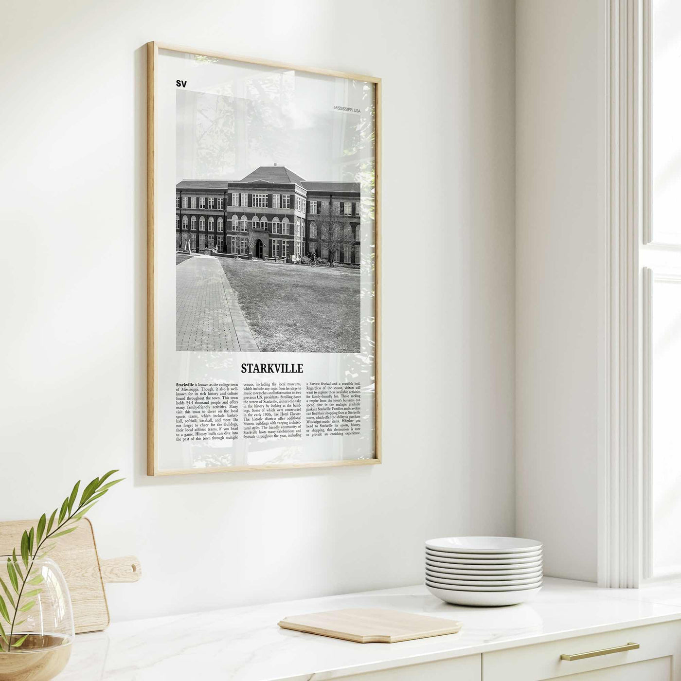 Starkville Print Black and White, Starkville Wall Art, Starkville Poster, Starkville Photo, Starkville Wall Décor, Mississippi, USA