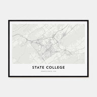 State College Map Landscape Poster