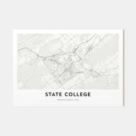 State College Map Landscape Poster